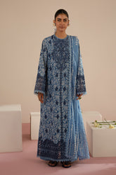 Kalina | 3PC Unstitched Suit Embroidered Lawn Floral Charm By Afrozeh